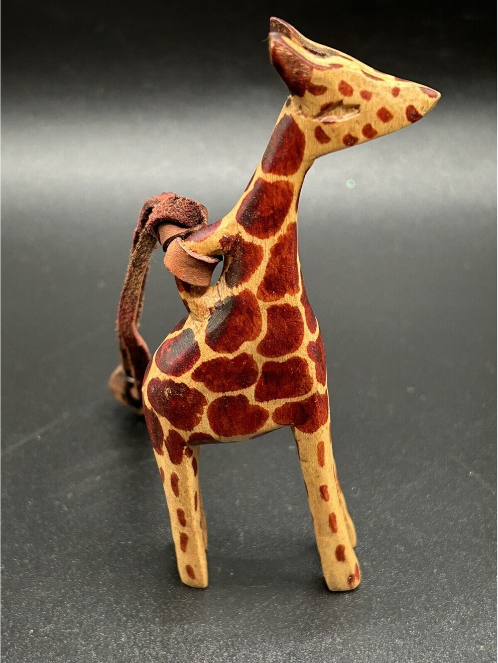 Vintage Hand Carved Wooden Giraffe Christmas Ornament 1990’s
